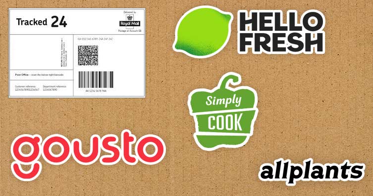 Cardboard delivery box food company logos post mail white