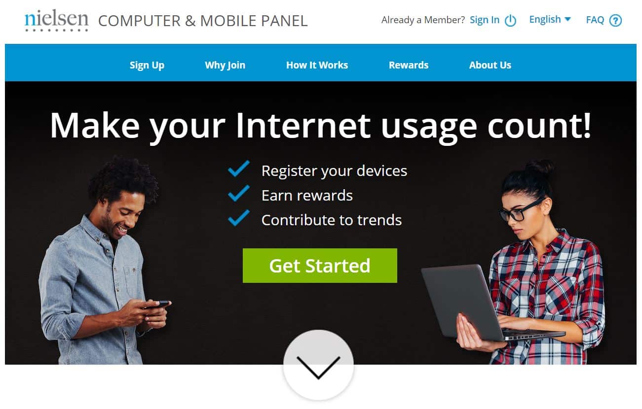 Computadora y panel móvil Nielsen