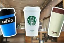 Reusable coffee cups costa caffe nero starbucks shop