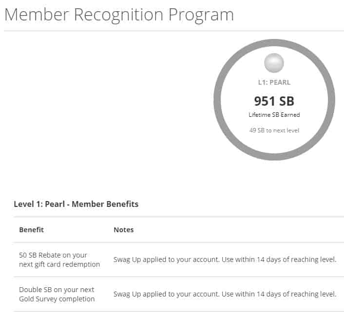 Programa de reconocimiento de membresía Swagbucks
