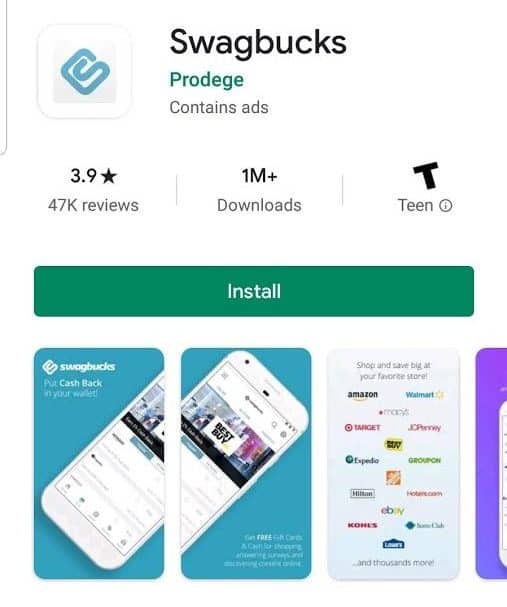 Captura de pantalla de la aplicación Swagbucks