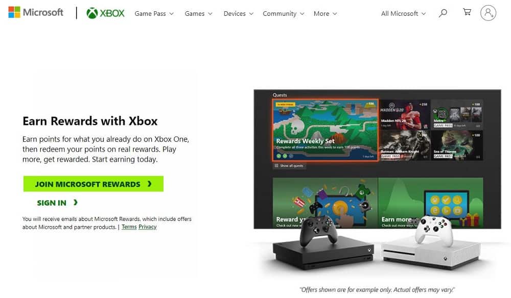 Captura de pantalla del premio Xbox