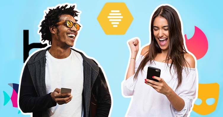 dating apps header logos people phones
