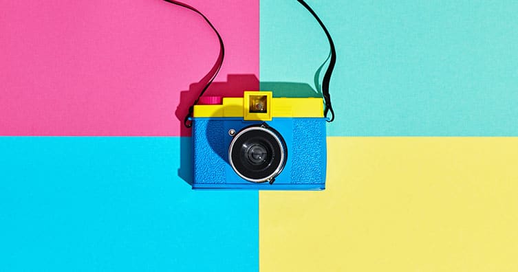 vintage camera squares of colour