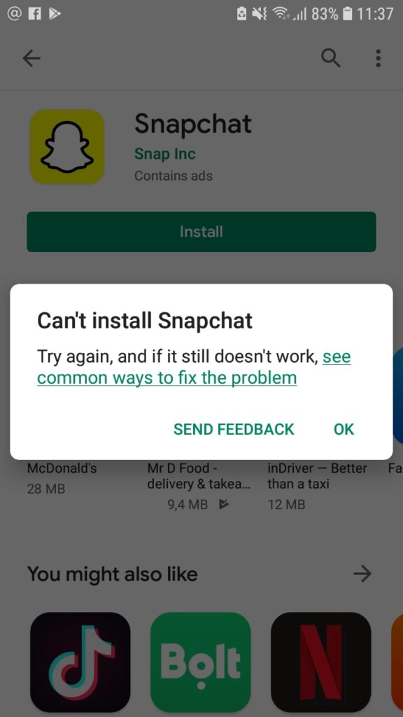 ¿Por qué mi iPhone no me deja descargar Snapchat?