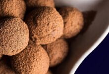 chocolate truffles blue background2