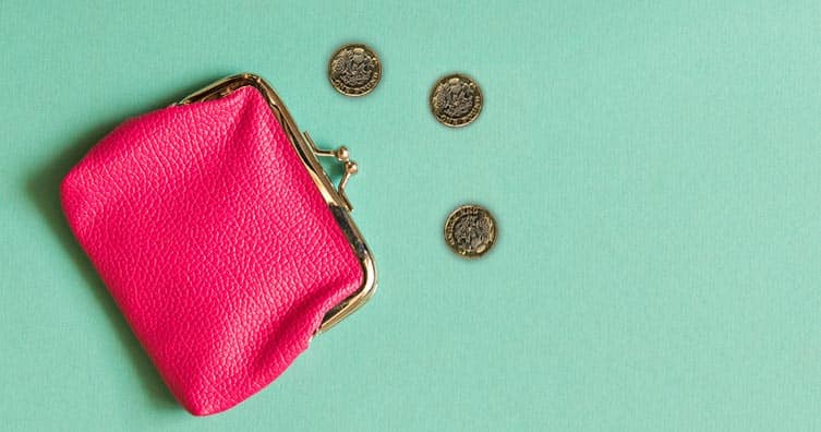 purse with pound coins